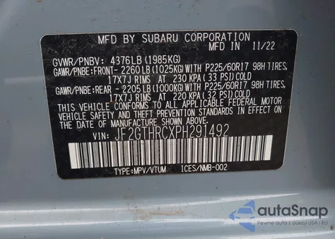 2023 Subaru Crosstrek Sport from USA, damaged, VIN JF2GTHRCXPH291492